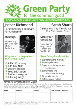 Jasper Richmond Sarah Sharp - Chichester & Bognor Green Party