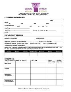 Employment Application - The Children`s Museum of Phoenix