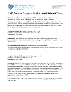 2015 Summer Programs for Grieving Children & Teens