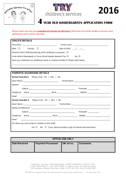 Doncaster Gardens 4 year old application form 2016