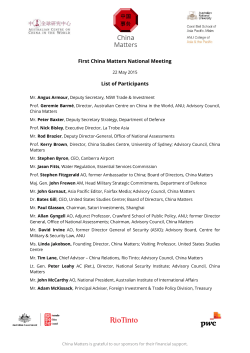 First China Matters National Meeting List of Participants