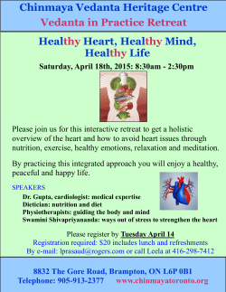 Healthy Heart, Healthy Mind, Healthy Life Chinmaya Vedanta