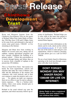 CDT Press Release - May 2015 - Chinthowa Development Trust