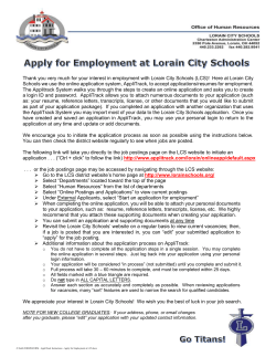 Thank you very much for your interest in employment with Lorain