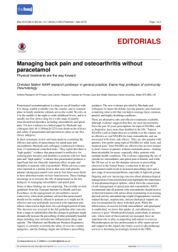 Paracetamol and Back Pain - Chiropractors` Association of Australia