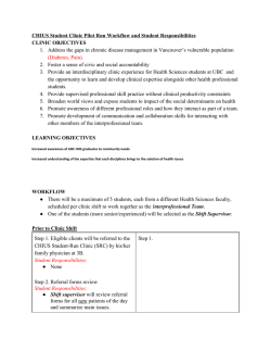 CHIUS Student Clinic Pilot Run Workflow and Student