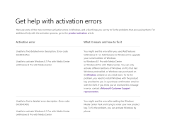 Get help with activation errors