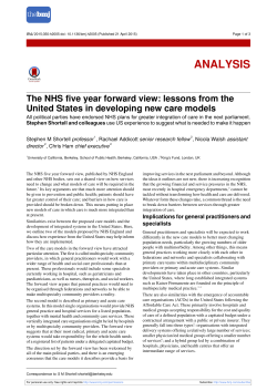 lessons from the United States in developing new care