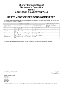 STATEMENT OF PERSONS NOMINATED