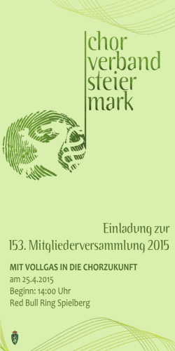 Einladung zur 153. Mitgliederversammlung 2015