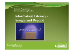 Information Literacy - Google and Beyond