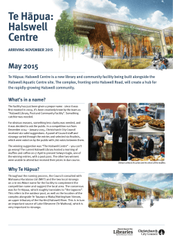 Halswell Centre newsletter May 2015