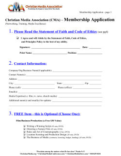 Christian Media Association (CMA) â Membership Application 1