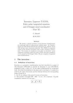 Inversion, Laguerre T.S.D.R., Euler polar tangential equation
