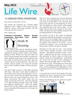 May 2015 Mark III: Worship - Christ the Good Shepherd Lutheran