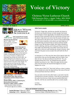 April 2015 Newsletter - Christus Victor Lutheran Church
