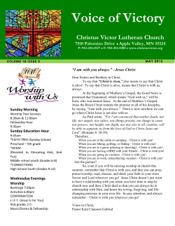 May 2015 Newsletter - Christus Victor Lutheran Church