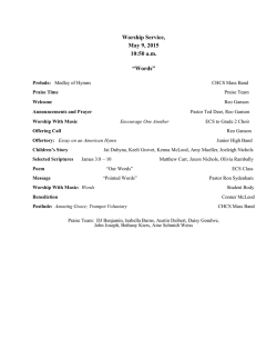 Worship Service, May 9, 2015 10:50 a.m. &acirc;Words&acirc;