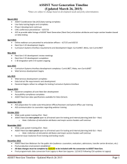 ASSIST Next Generation Timeline (Updated March 26, 2015)
