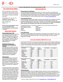 Page 1 APRIL 2015 ANNOUNCEMENTS: Policies Posted on C