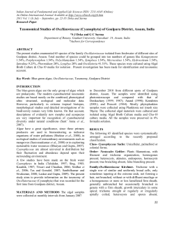 Taxonomical Studies of Oscillatoriaceae (Cyanophyta) of Goalpara