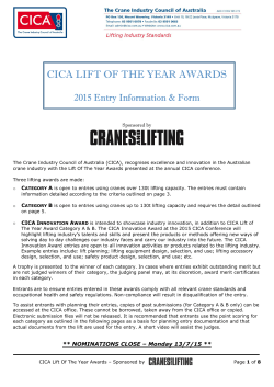 CICA Lift Of The Year Awards Entry Form 2015