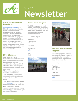 Issue 1. 2015 - Ciclismo Youth Foundation