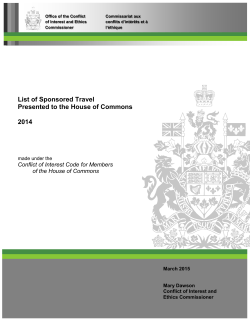 List of Sponsored Travel 2014