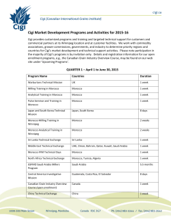 Cigi Market Development Programs and Activities for 2015-16
