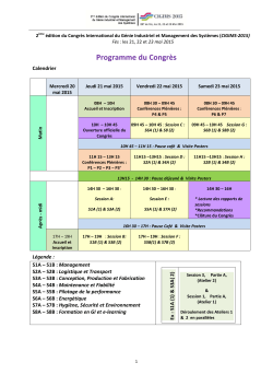 Programme du CongrÃ¨s - cigims-2015