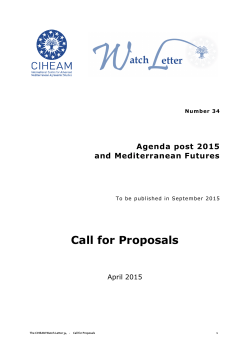 Call for Proposals WL34 - "Agenda post-2015 and