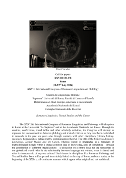 First Circular Call for papers XXVIII CILFR Rome (18
