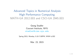 Advanced Topics in Numerical Analysis: High Performance