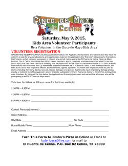 Saturday, May 9, 2015, Kids Area Volunteer Participants