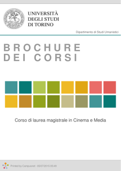 Brochure dei corsi  - Corso di laurea magistrale in Cinema e