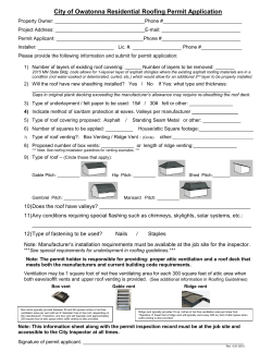Residential Roofing Application Form
