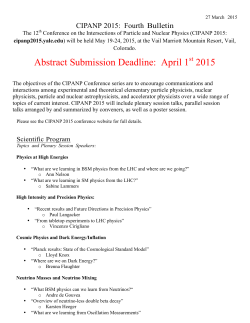 Abstract Submission Deadline: April 1 2015