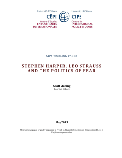 Stephen Harper, Leo Strauss and the Politics of Fear