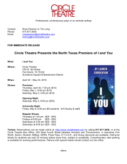 Circle Theatre Presents the North Texas Premiere of I and You