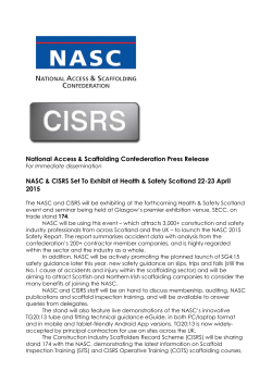 10.04.2015 NASC & CISRS Set To Exhibit at Health & Safety