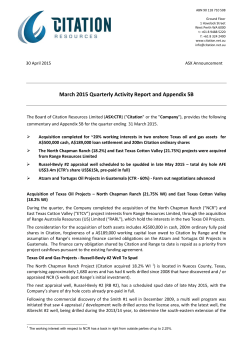 March 2015 Quarterly Activity Report and Appendix 5B