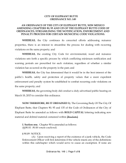 city of elephant butte ordinance no. 149 an ordinance of the city of
