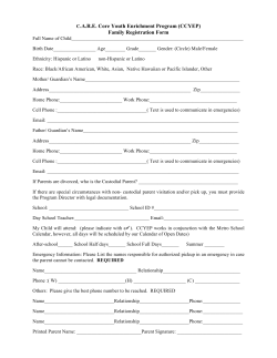 Care Core Family Registration Form 2015