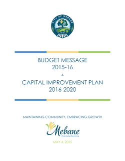 Budget Message 2015-16 & Capital Improvement