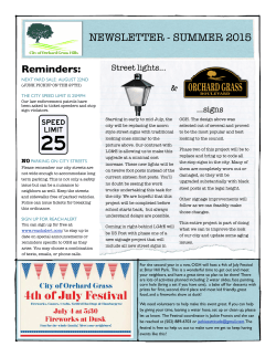 Summer 2015 newsletter - City of Orchard Grass Hills