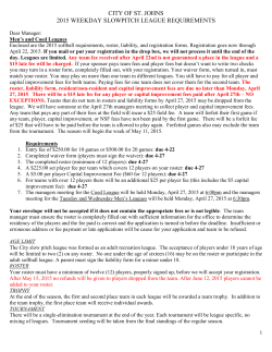 city of st. johns 2015 weekday slowpitch league requirements