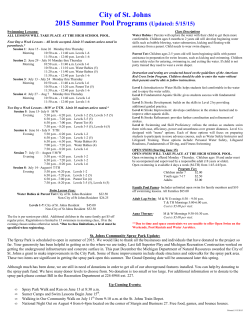 City of St. Johns 2015 Summer Pool Programs (Updated: 4/22/15)