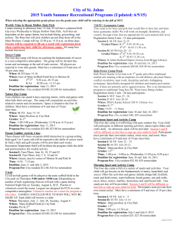 City of St. Johns 2015 Youth Summer Recreational Programs