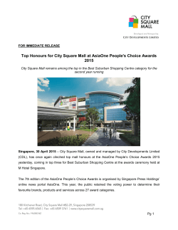 Top Honours for City Square Mall at AsiaOne People`s Choice