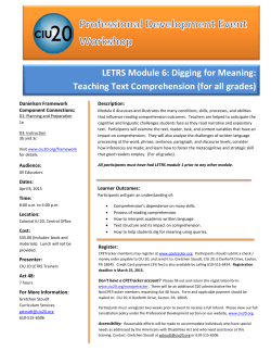 LETRS Module 6: Digging for Meaning: Teaching Text